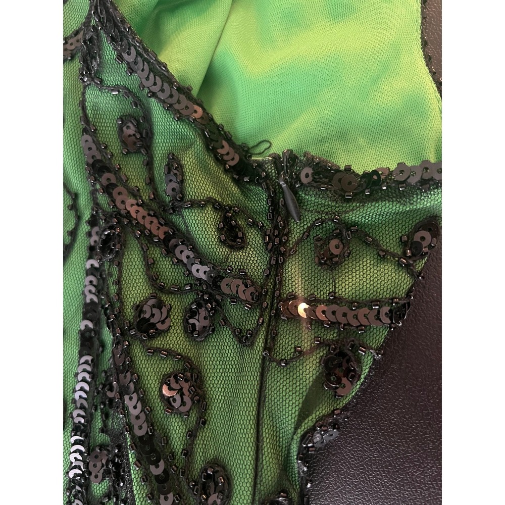 PrettyGuide Green Black Sequin Fringe Flapper Dress 1920s Gatsby Style L (1098) - Picture 7 of 16